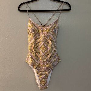 Victoria’s Secret Boho Paisley Tassel Back One Piece Swimsuit